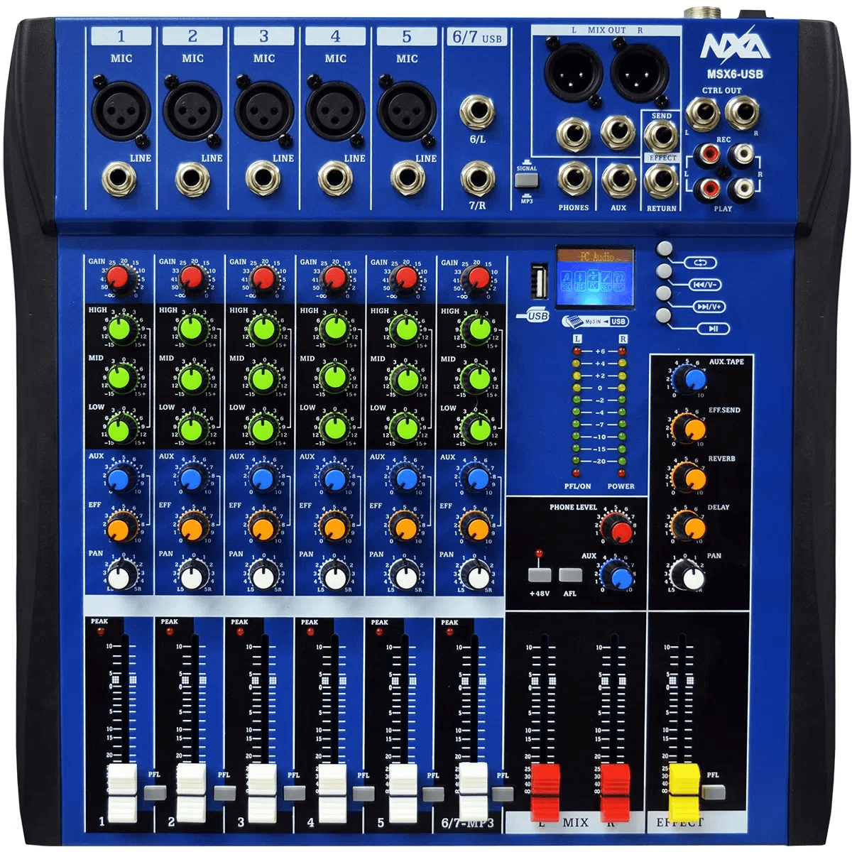 Mesa-de-Som-6-Canais-Com-Bluetooth-EFX-e-USB-MSX-6-USB----NXA Mesa-de-Som-6-Canais-Com-Bluetooth-EFX-e-USB-MSX-6-USB----NXA