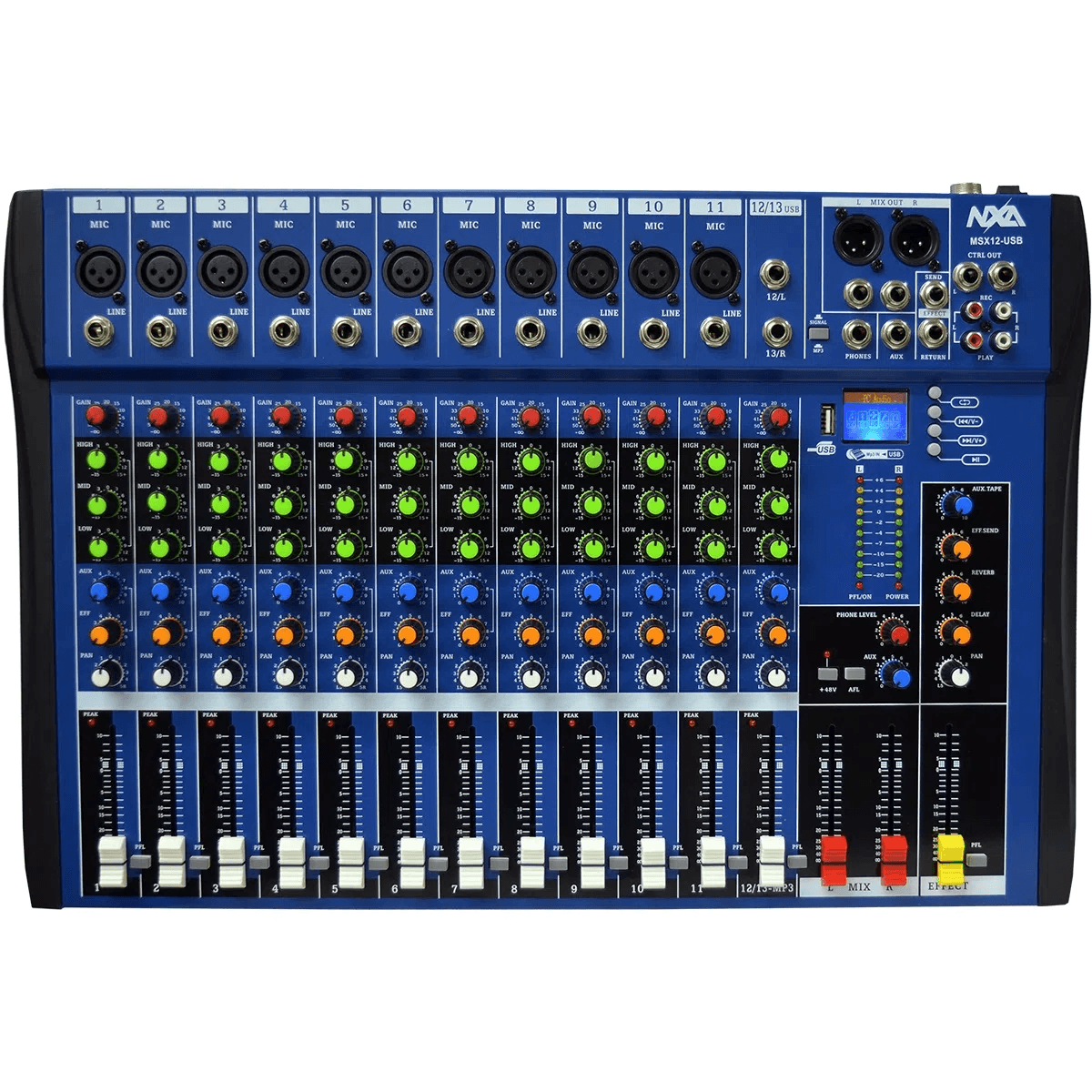 Mesa-de-Som-12-Canais-Com-Bluetooth-EFX-e-USB-MSX-12-USB----NXA Mesa-de-Som-12-Canais-Com-Bluetooth-EFX-e-USB-MSX-12-USB----NXA