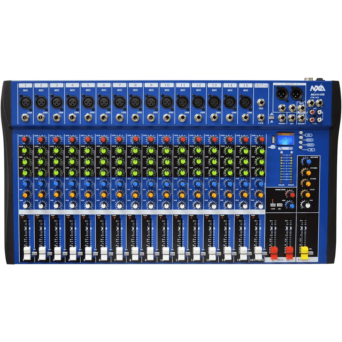 Mesa-de-Som-16-Canais-Com-Bluetooth-EFX-e-USB-MSX-16-USB----NXA Mesa-de-Som-16-Canais-Com-Bluetooth-EFX-e-USB-MSX-16-USB----NXA