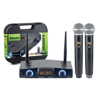 Microfone-Sem-Fio-Duplo-Multi-Frequencias-UHF-KRD-200DR---Karsect