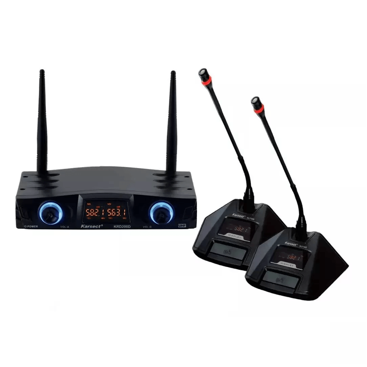 Microfone-sem-Fio-Duplo-Gooseneck-KRD200DG---Karsect Microfone-sem-Fio-Duplo-Gooseneck-KRD200DG---Karsect