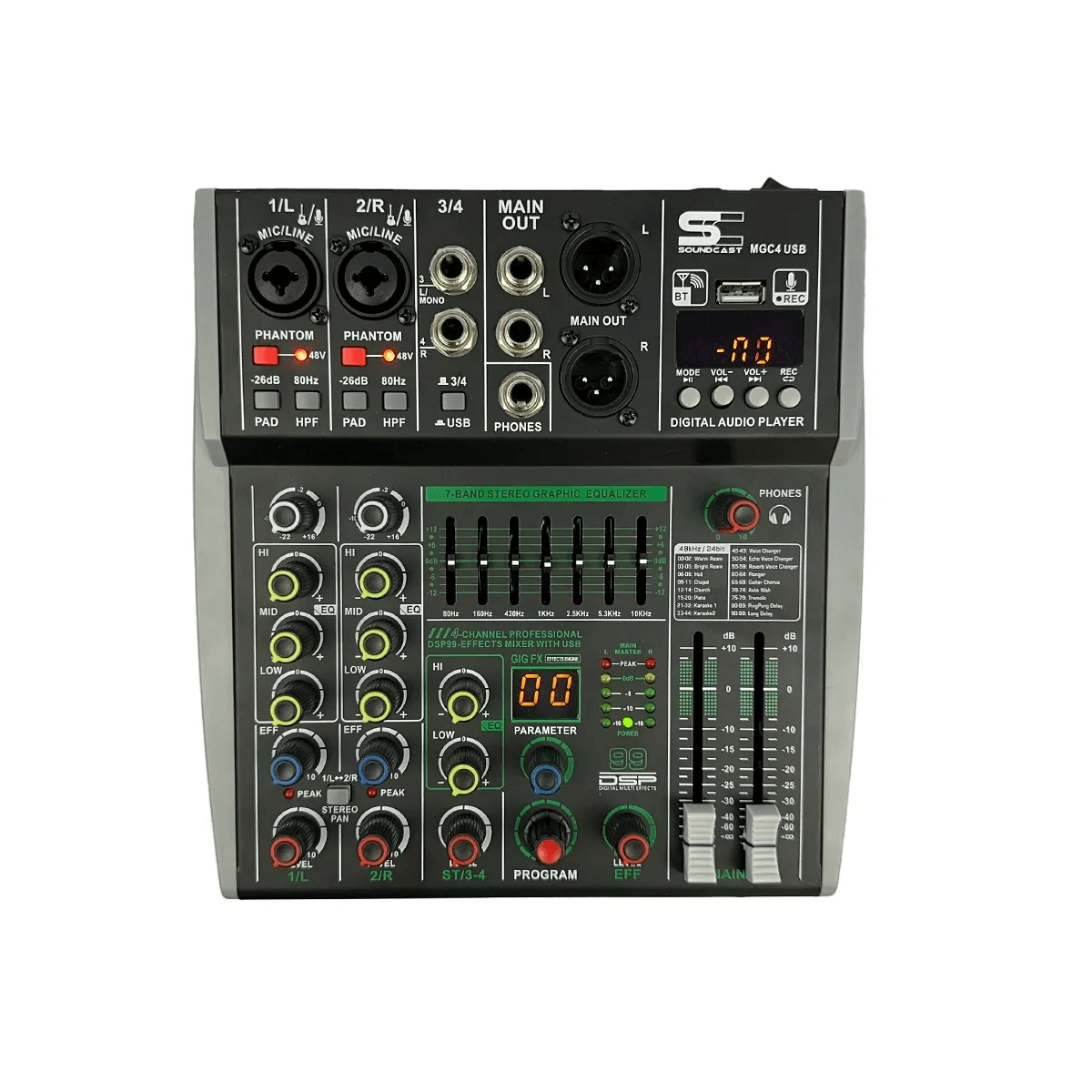 Mesa-de-Som-4-Canais-Com-Bluetooth-EFX-e-USB-MGC-4-USB---Soundcast Mesa-de-Som-4-Canais-Com-Bluetooth-EFX-e-USB-MGC-4-USB---Soundcast