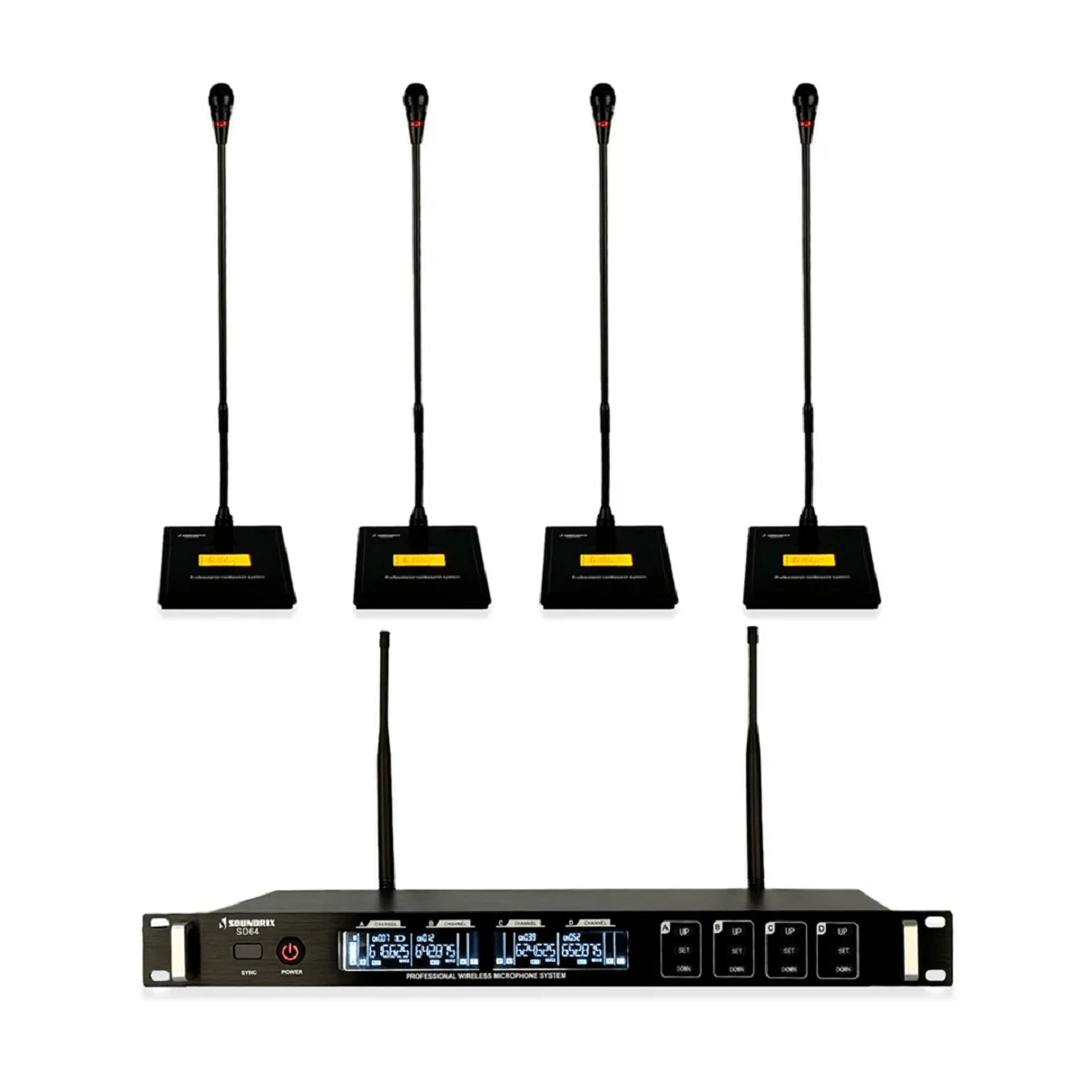 Microfone-Sem-Fio-Com-4-Microfones-Gooseneck-SD-64-G---Soundrix Microfone-Sem-Fio-Com-4-Microfones-Gooseneck-SD-64-G---Soundrix