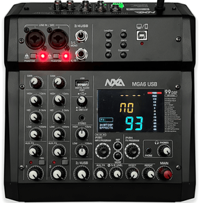 Mesa-de-Som-6-Canais-Para-Live-Com-BT-EFX-e-USB-MGA-6-USB---NXA Mesa-de-Som-6-Canais-Para-Live-Com-BT-EFX-e-USB-MGA-6-USB---NXA